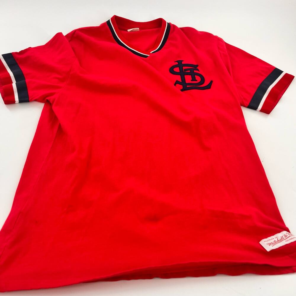 unisex St. Louis cardinals MLB repro baseball ringer tee red embroidered M